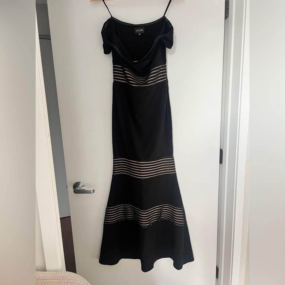 Elegant black stretch off the shoulder dress
